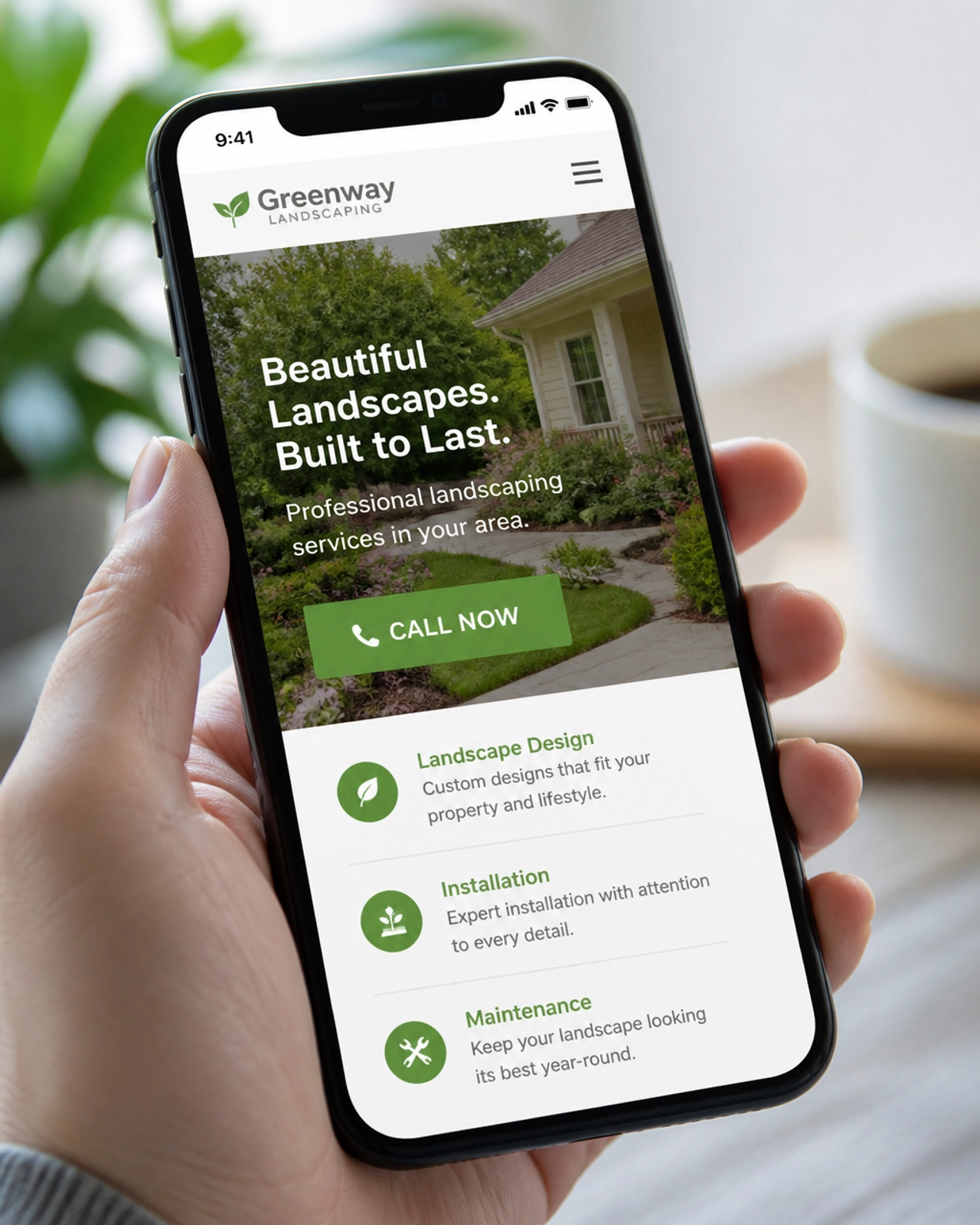 Mobile phone with a green Call Now button