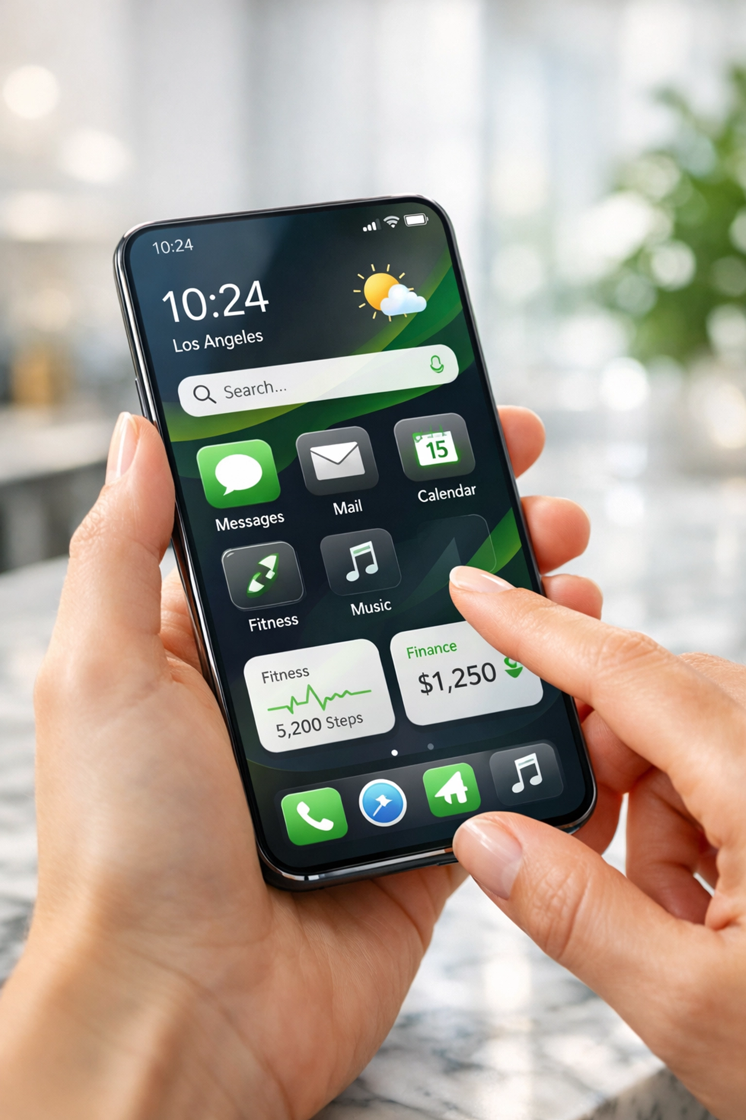 Person holding a smartphone displaying a mobile-first website interface designed for high user engagement.