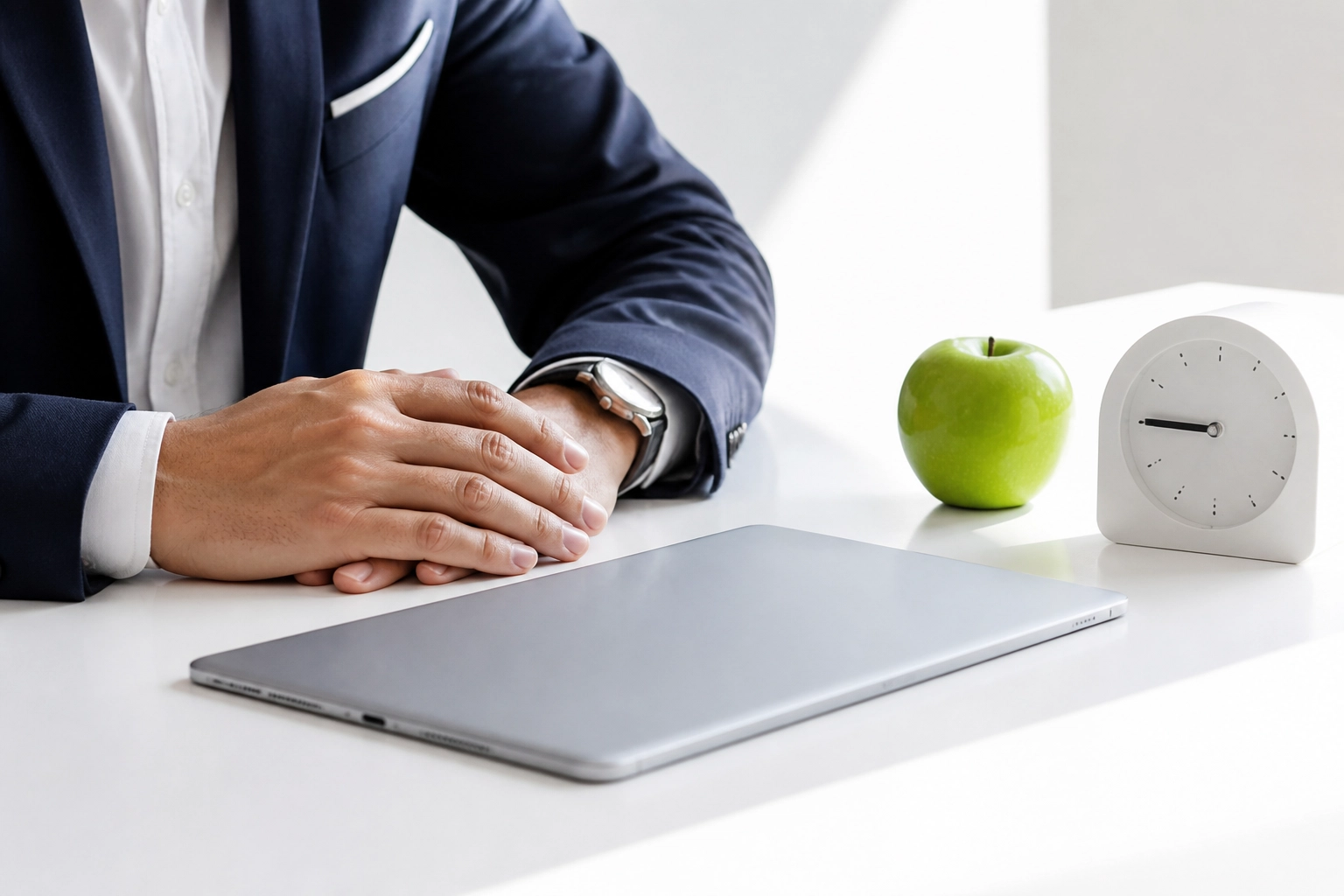 A business owner managing a secure website in a professional, managed workspace with a tablet.