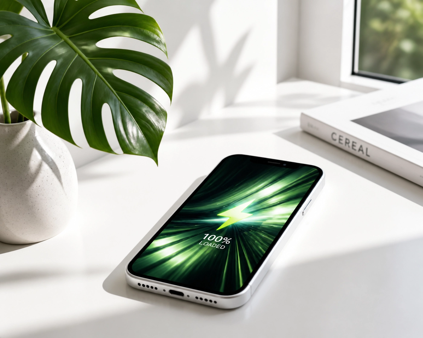 Smartphone on a white desk illustrating fast mobile website loading speed and optimized user performance.