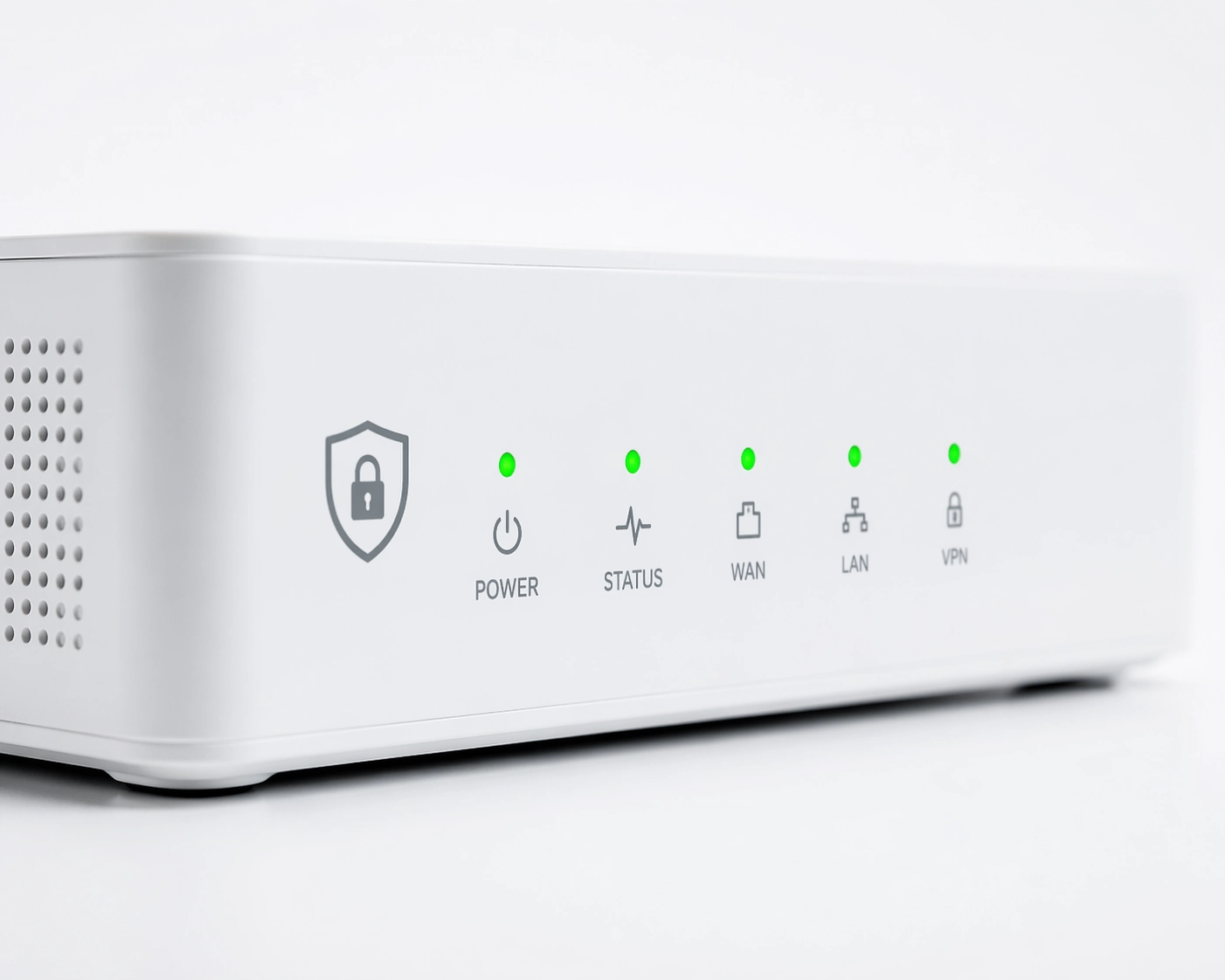Modern hardware with green lights symbolizing secure website maintenance and digital protection.