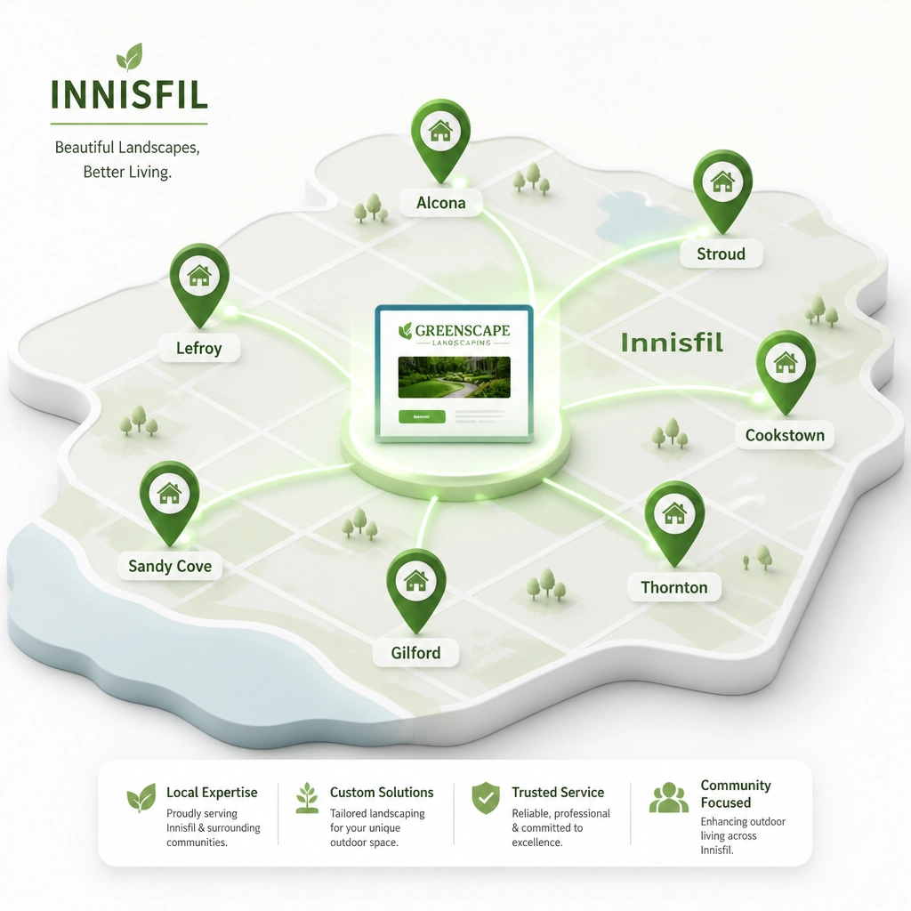 A stylized local map with green location pins representing local SEO growth