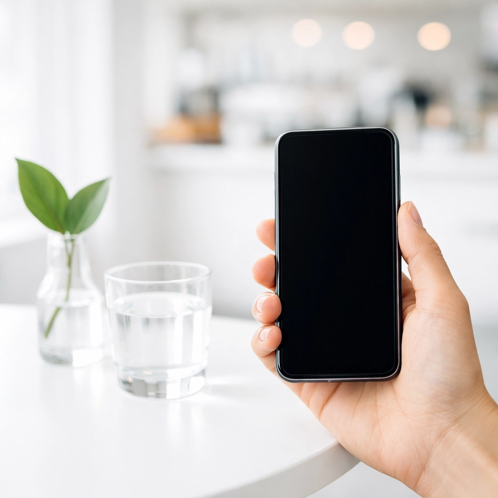 Person using a smartphone in a cafe highlighting fast mobile website performance for local SEO.