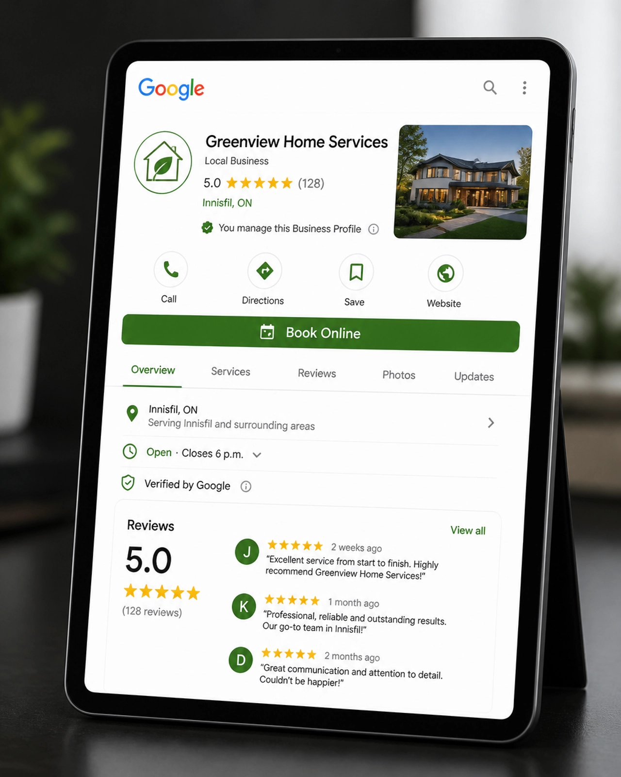 Google Business Profile on a tablet