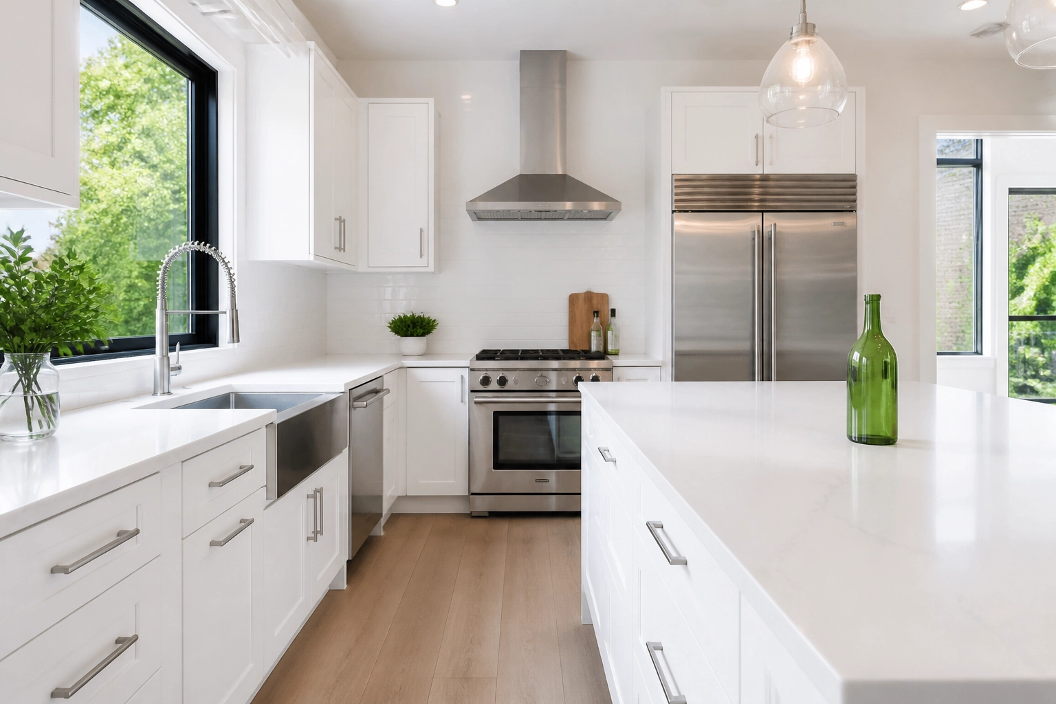 Clean modern kitchen renovation project used in a high-quality contractor website gallery to show work.