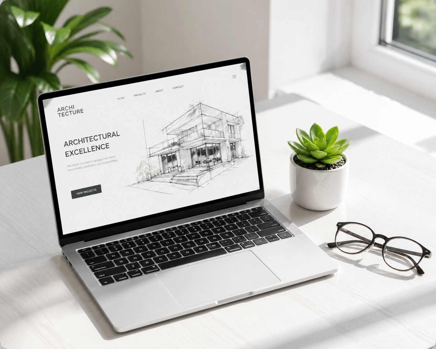 Modern laptop displaying a professional and clean contractor website design layout.