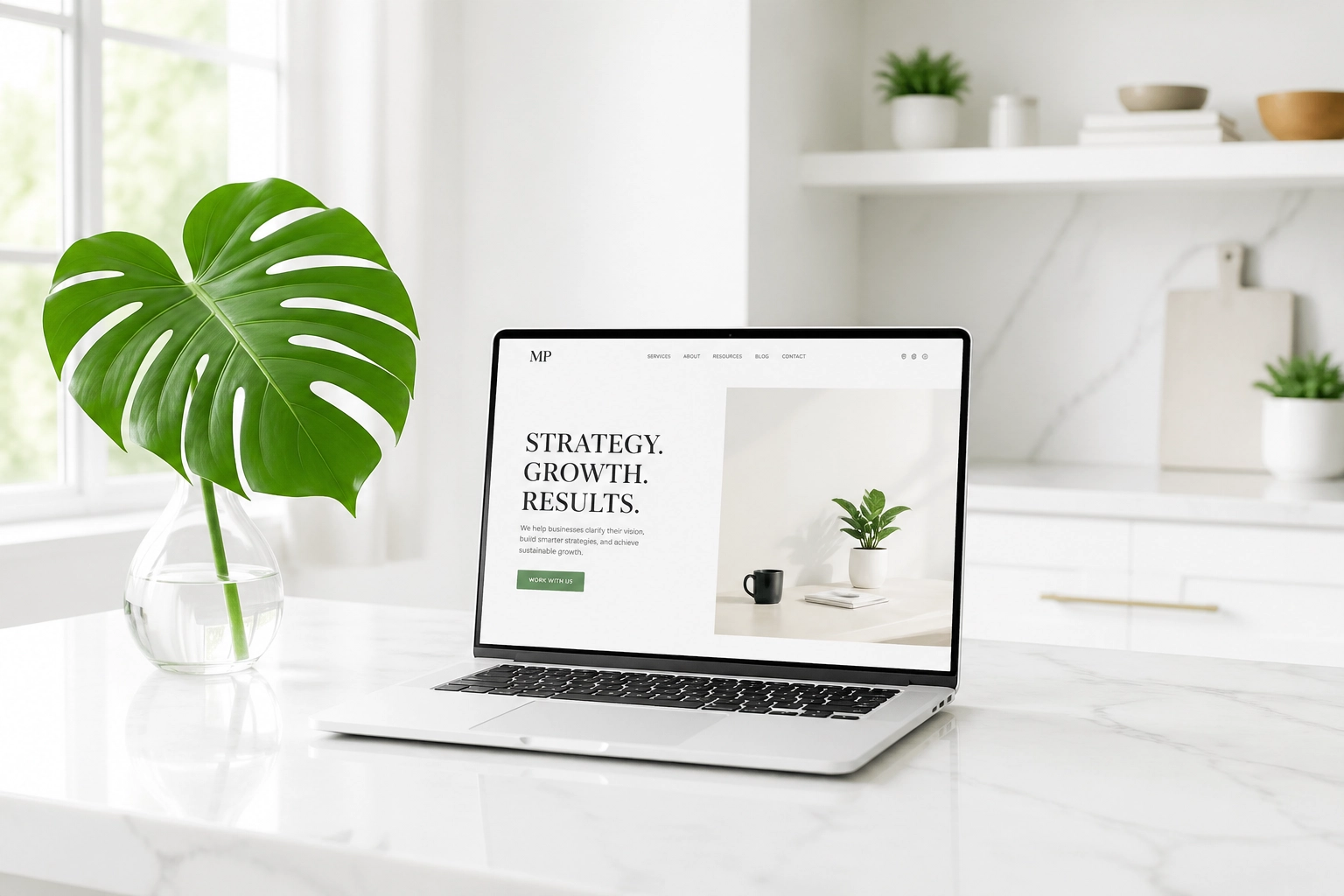 A professional laptop setup highlighting a clean layout for effective small business lead generation.