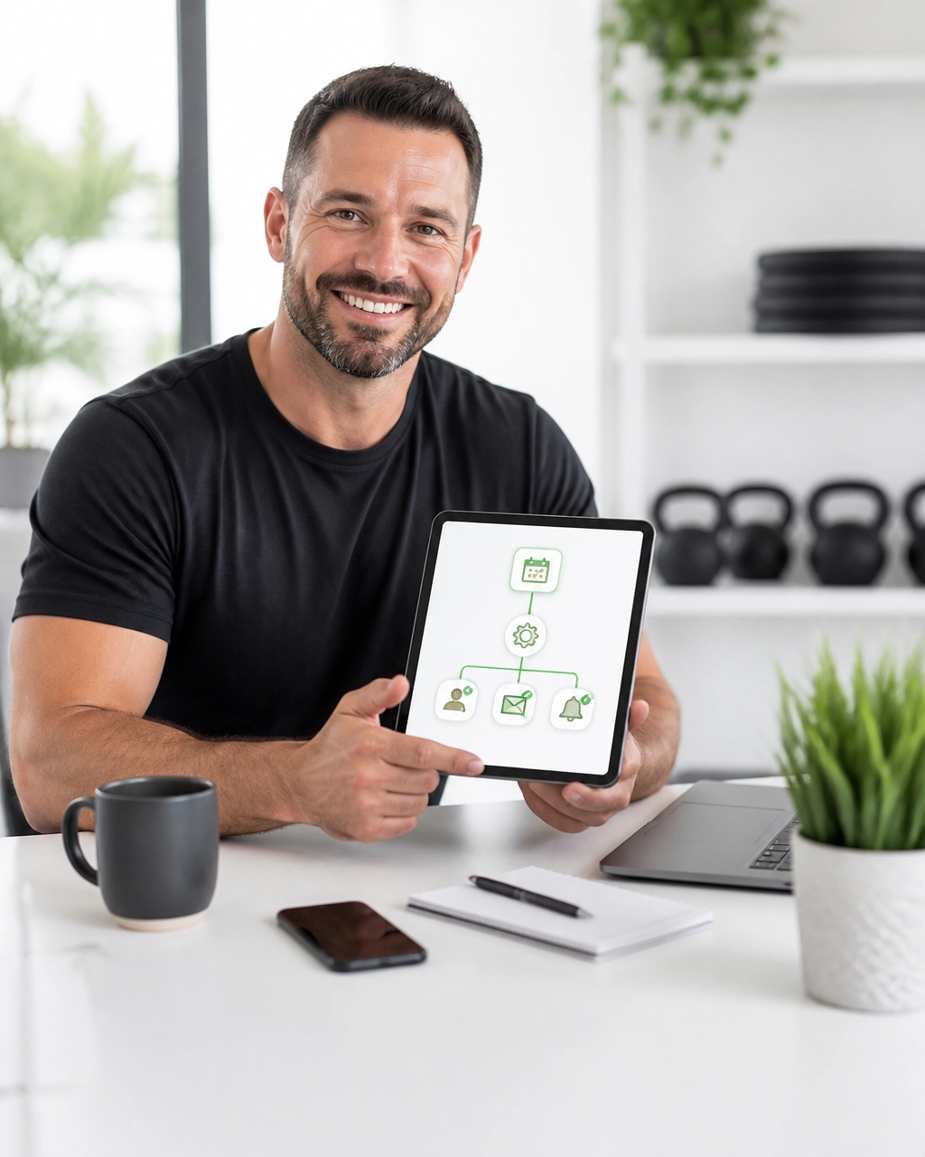 Local business owner using an automated booking and lead notification system