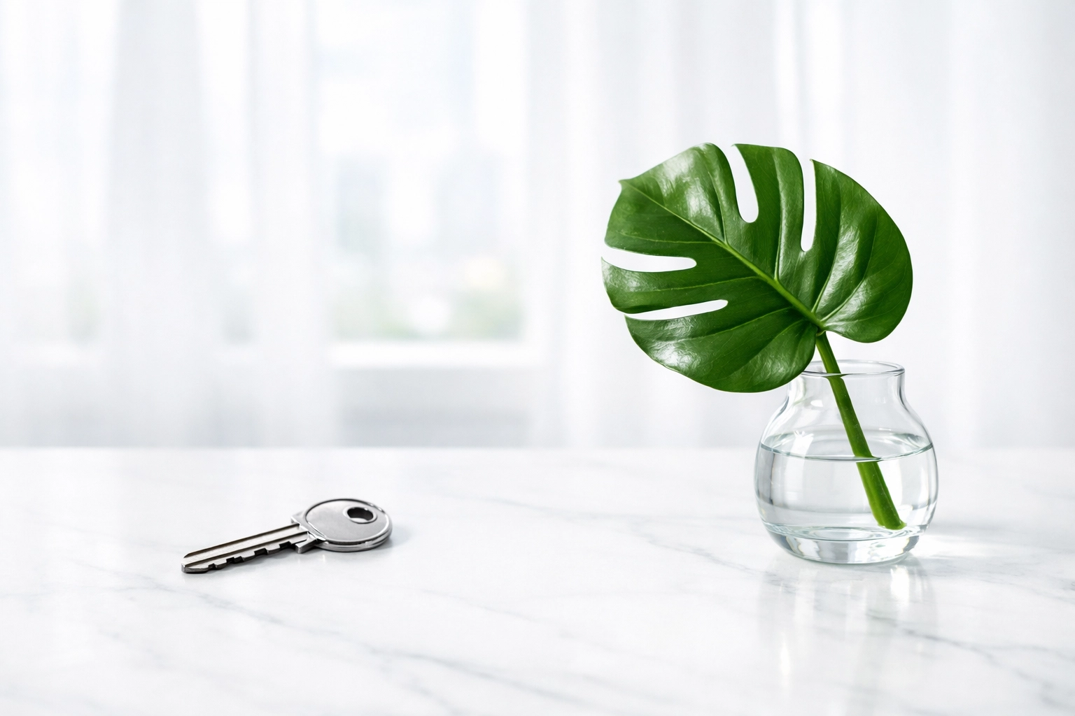 Silver key on a marble surface symbolizing secure website maintenance and protection for local online shops.