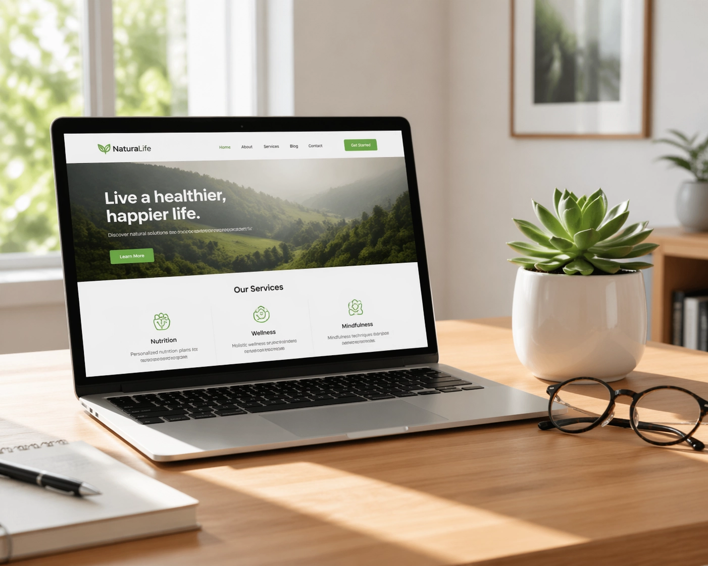 Custom website design for a professional Innisfil business displayed on a modern laptop.