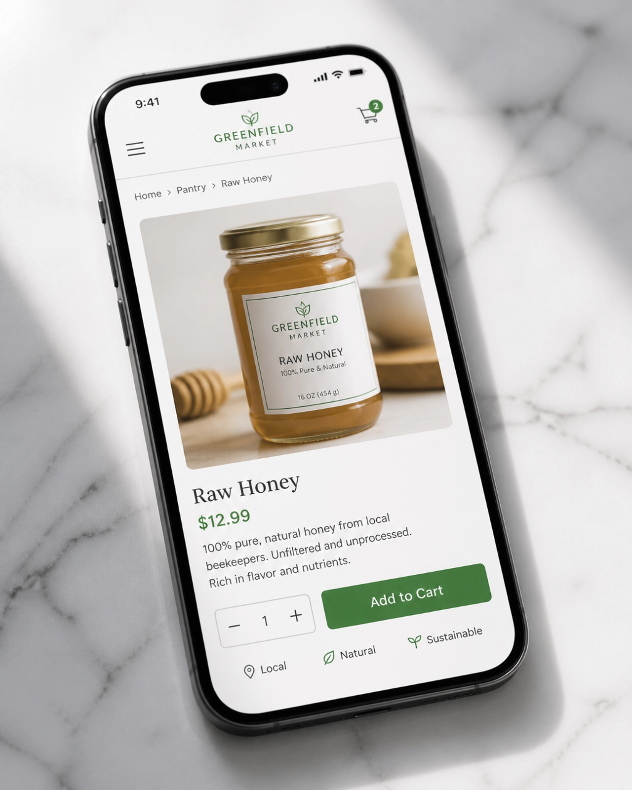 Modern eCommerce website on a smartphone